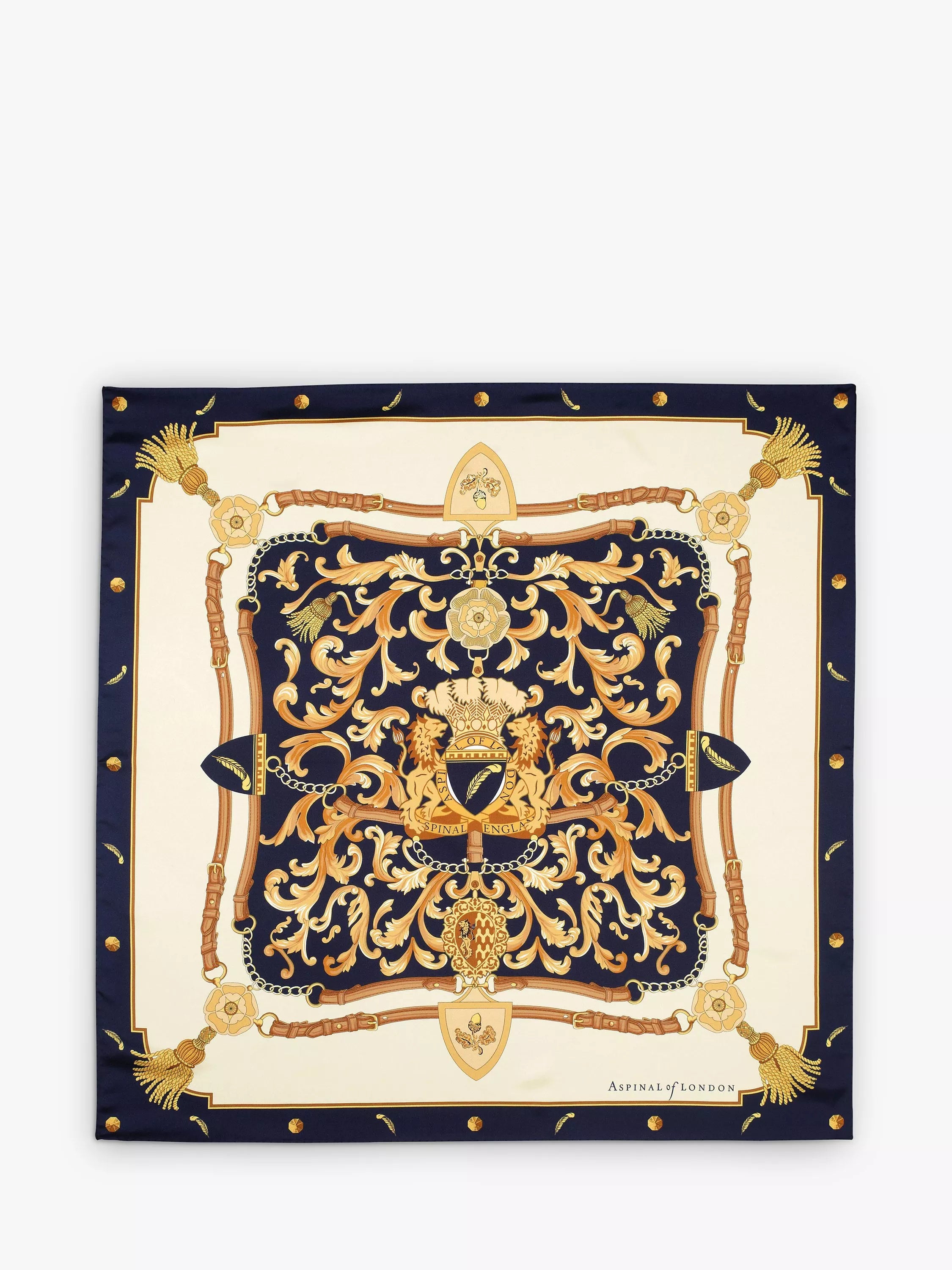 Aspinal of London Signature Shield Silk Square Scarf 90x90cm