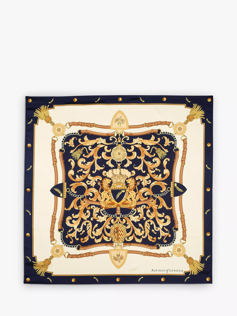 Aspinal of London Signature Shield Silk Square Scarf 90x90cm