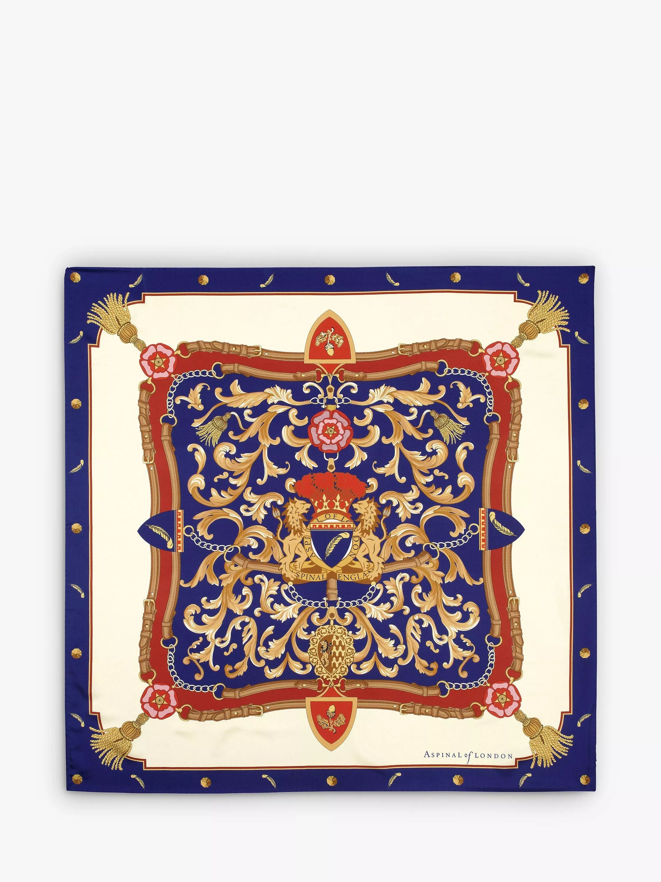 Aspinal of London Signature Shield Silk Square Scarf 90x90cm