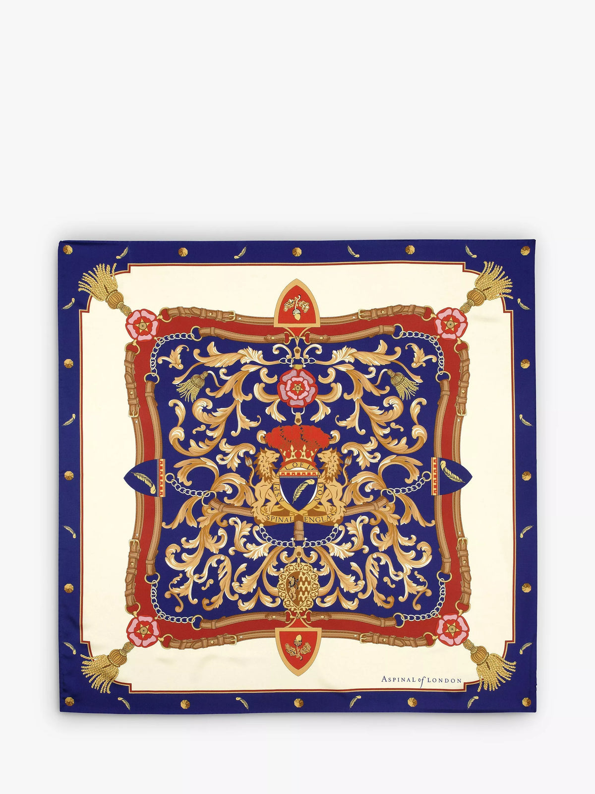 Aspinal of London Signature Shield Silk Square Scarf 90x90cm