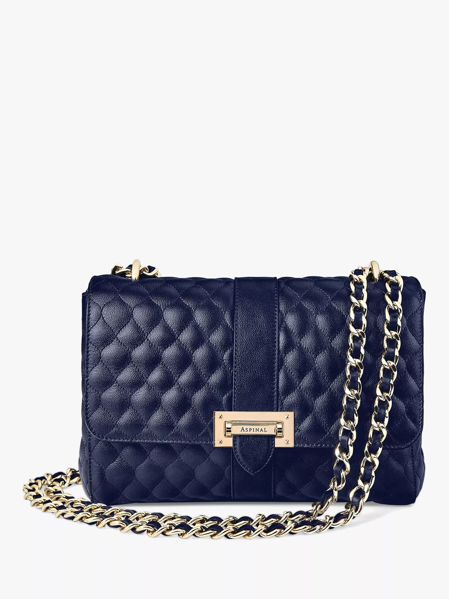 Aspinal of London Lottie large quilted pebble leather shoulder bag (British brand)