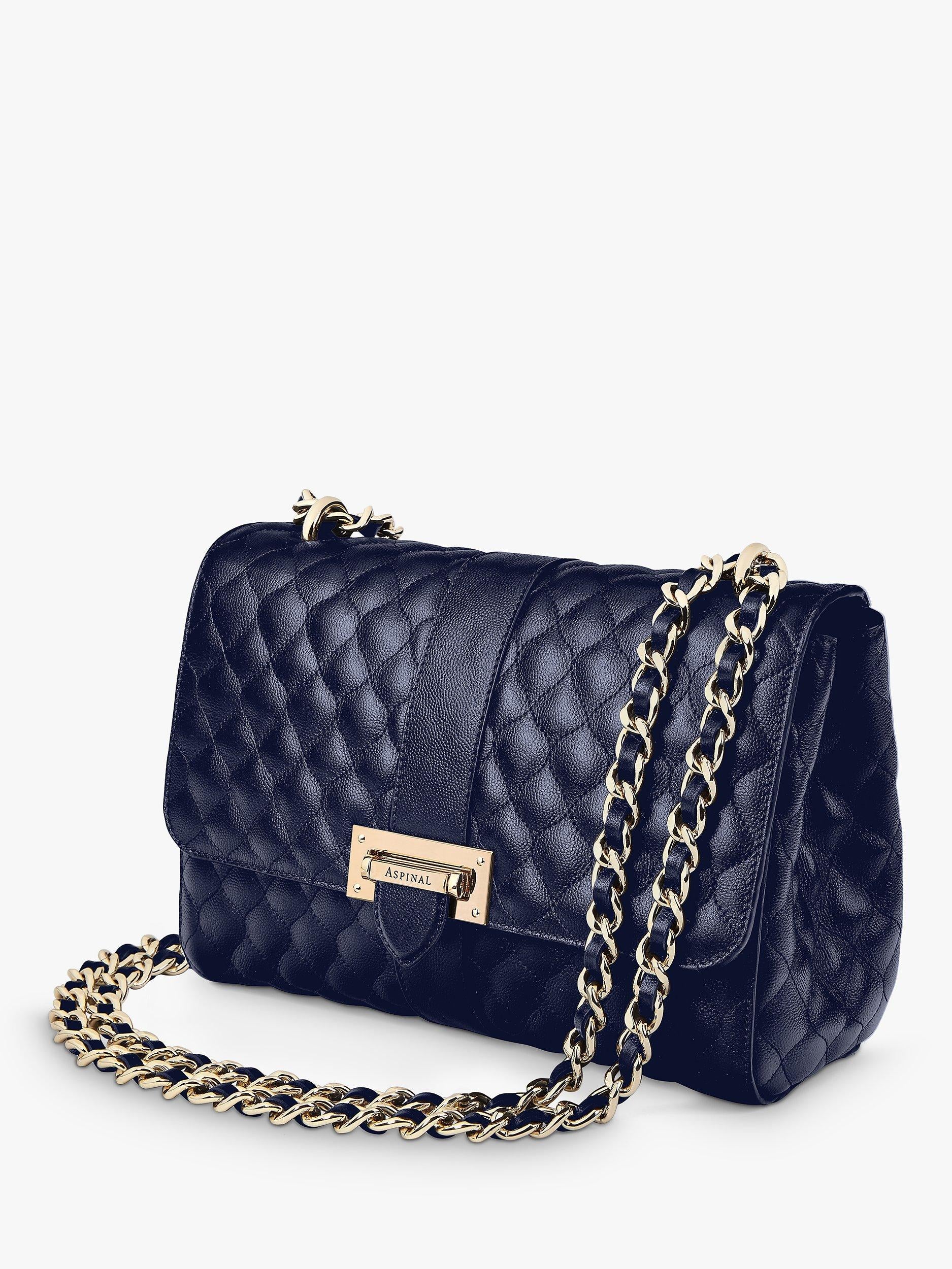 Aspinal of London Lottie large quilted pebble leather shoulder bag (British brand)