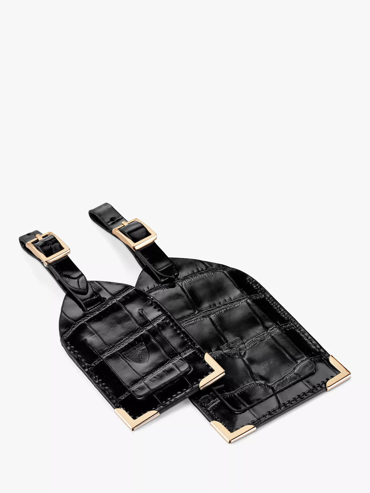 Aspinal of London croc leather luggage tag set of 2, imported from the UK