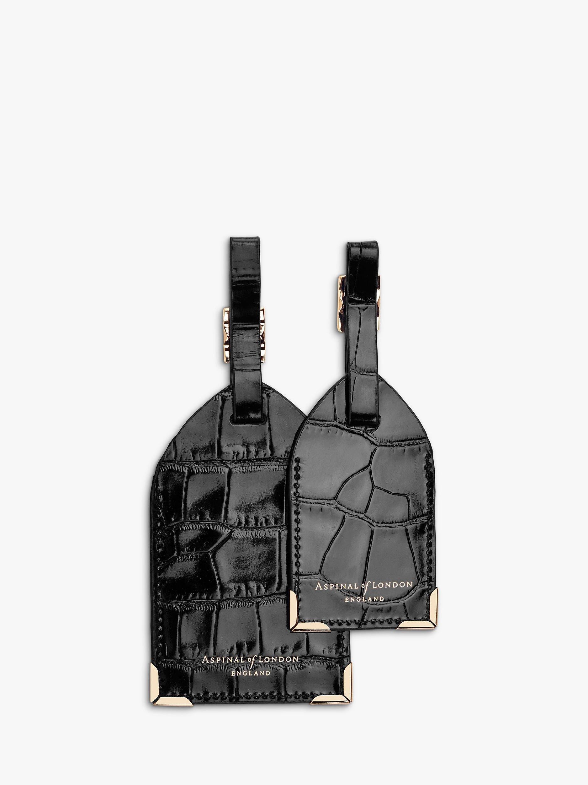 Aspinal of London croc leather luggage tag set of 2, imported from the UK