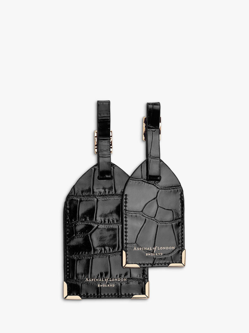 Aspinal of London croc leather luggage tag set of 2, imported from the UK
