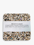 LIGA Beach Clean cork square coasters multi set of 4, UK version