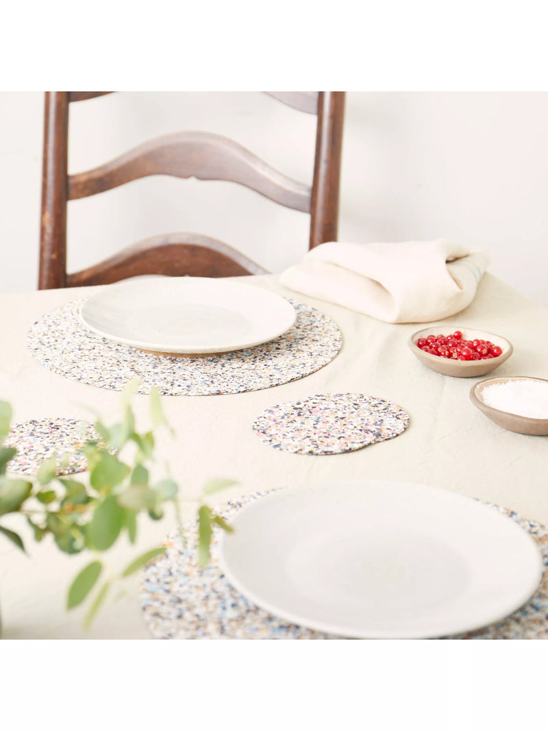 LIGA Beach Clean cork round placemats Multi set of 4, UK version