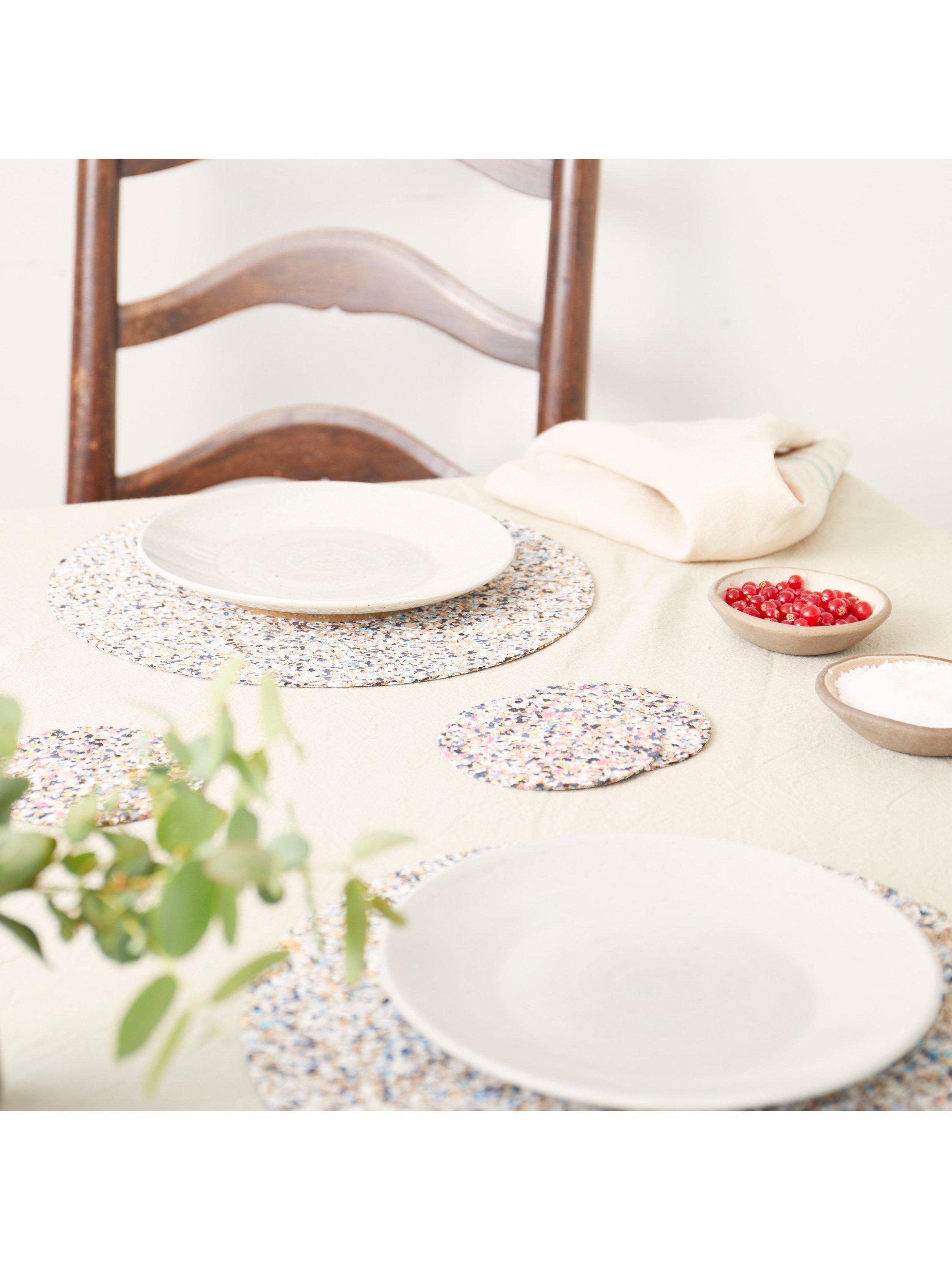 LIGA Beach Clean cork round placemats Multi set of 4, UK version