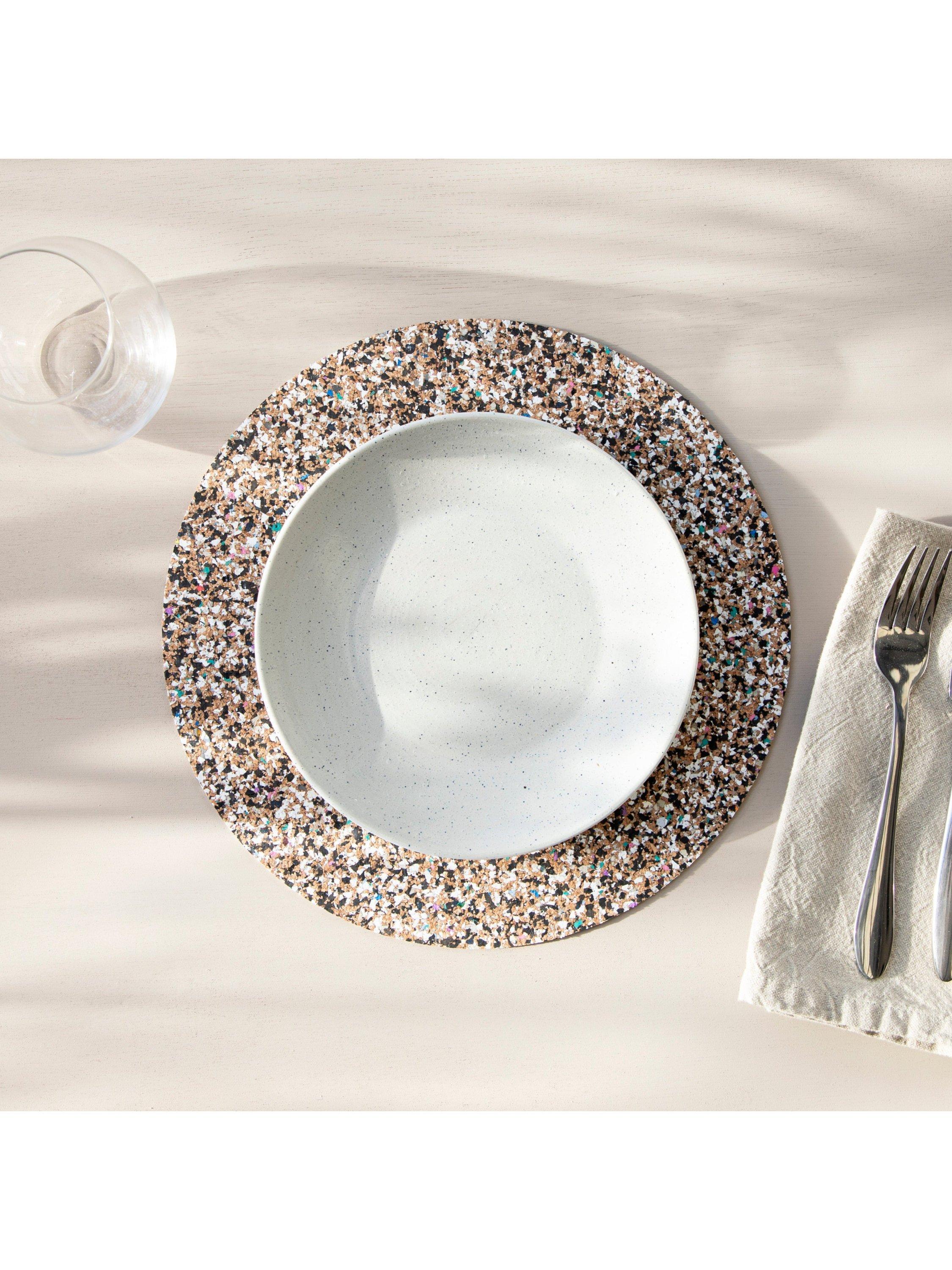 LIGA Beach Clean cork round placemats Multi set of 4, UK version