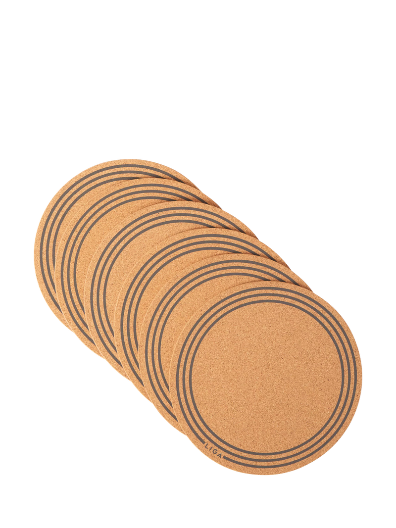 LIGA round cork placemats set of 6 natural, imported from the UK