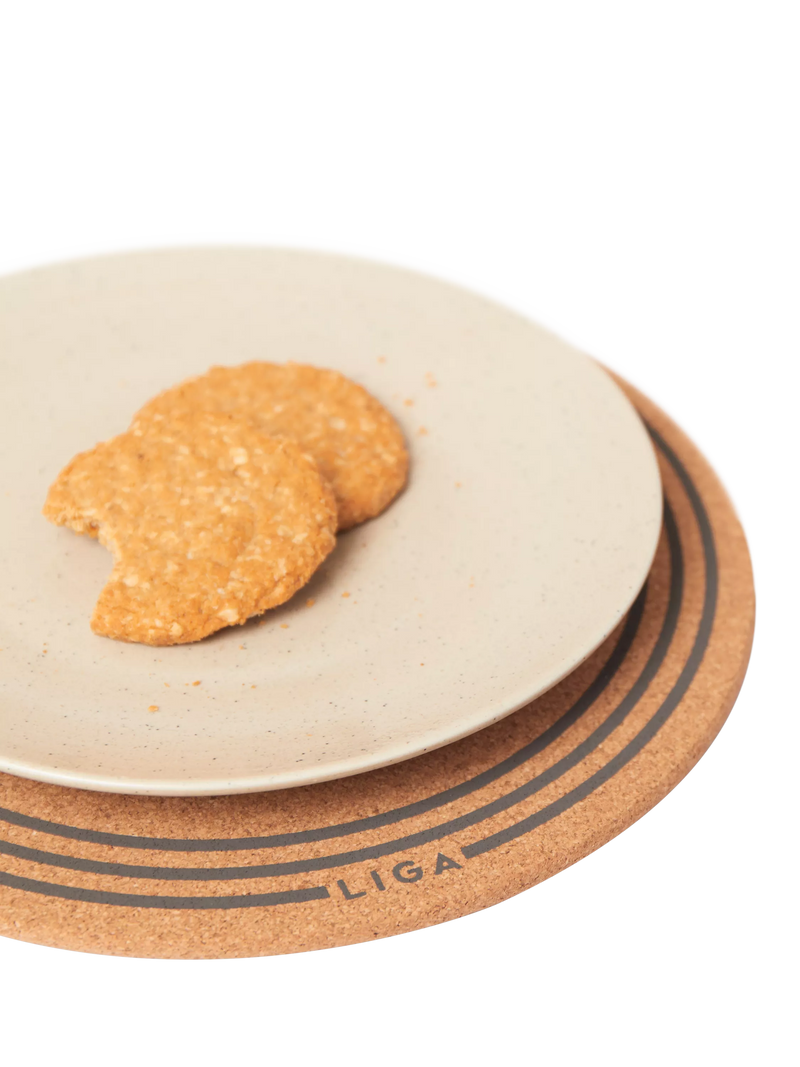 LIGA round cork placemats set of 6 natural, imported from the UK