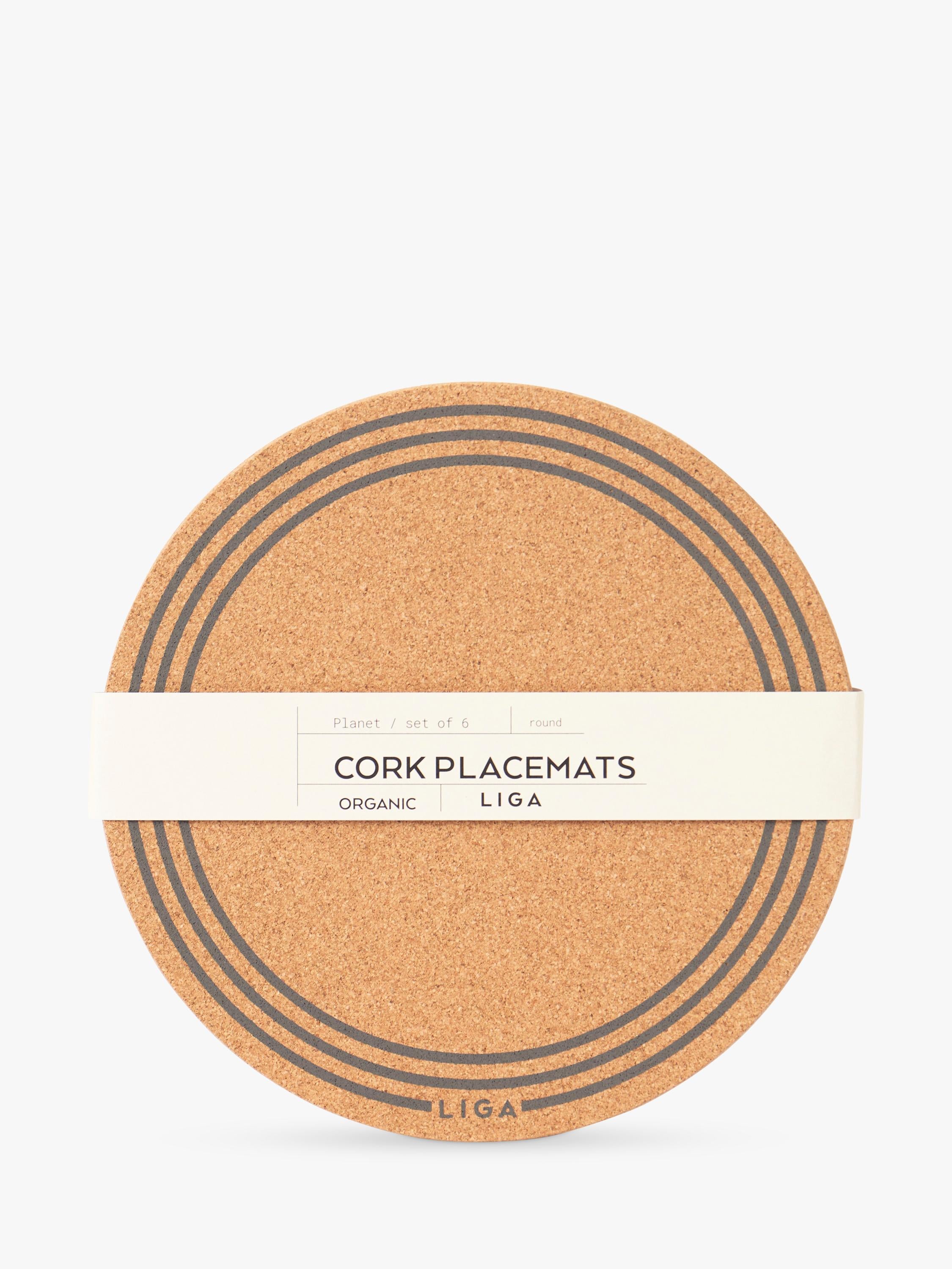 LIGA round cork placemats set of 6 natural, imported from the UK