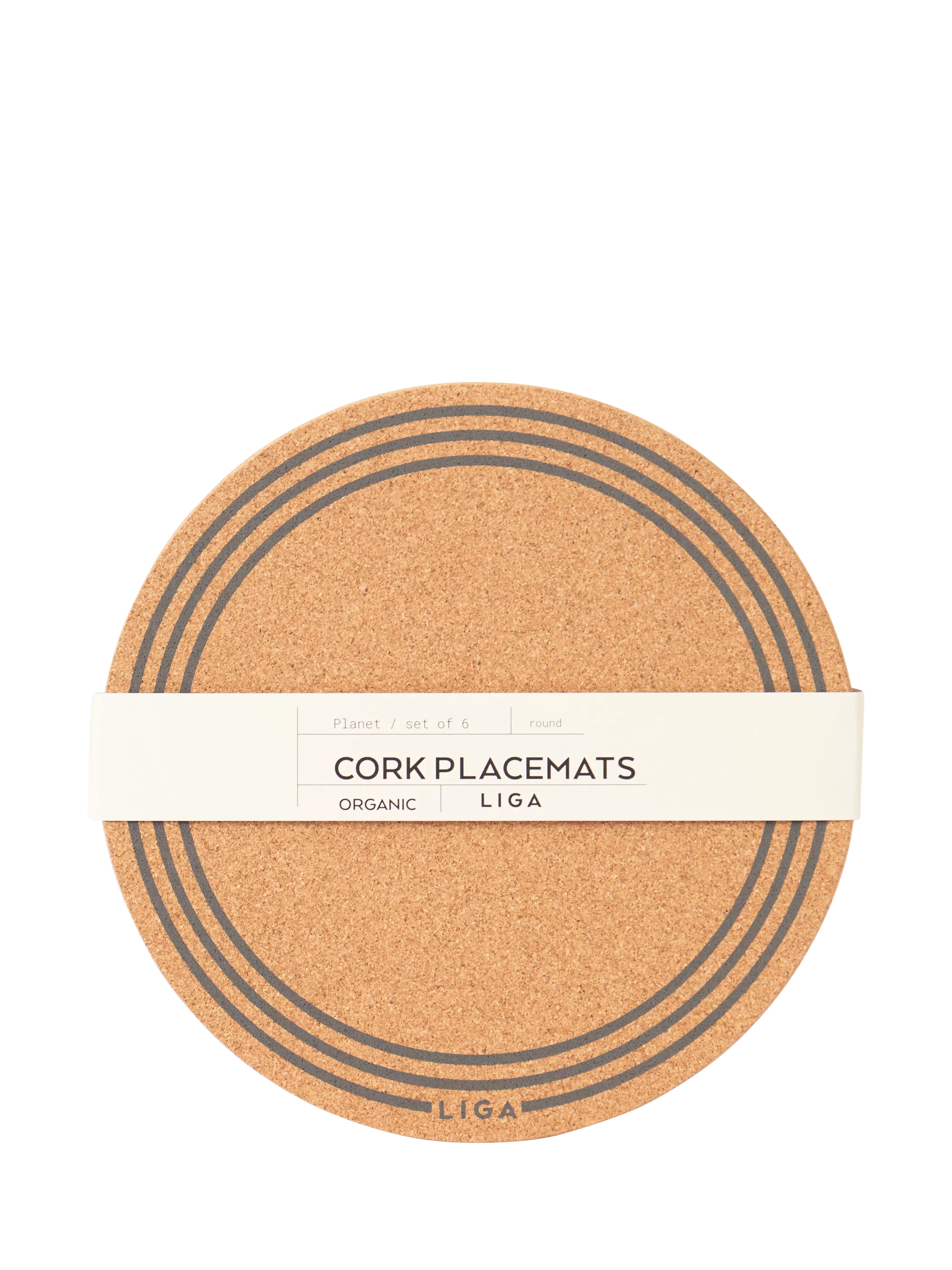 LIGA round cork placemats set of 6 natural, imported from the UK