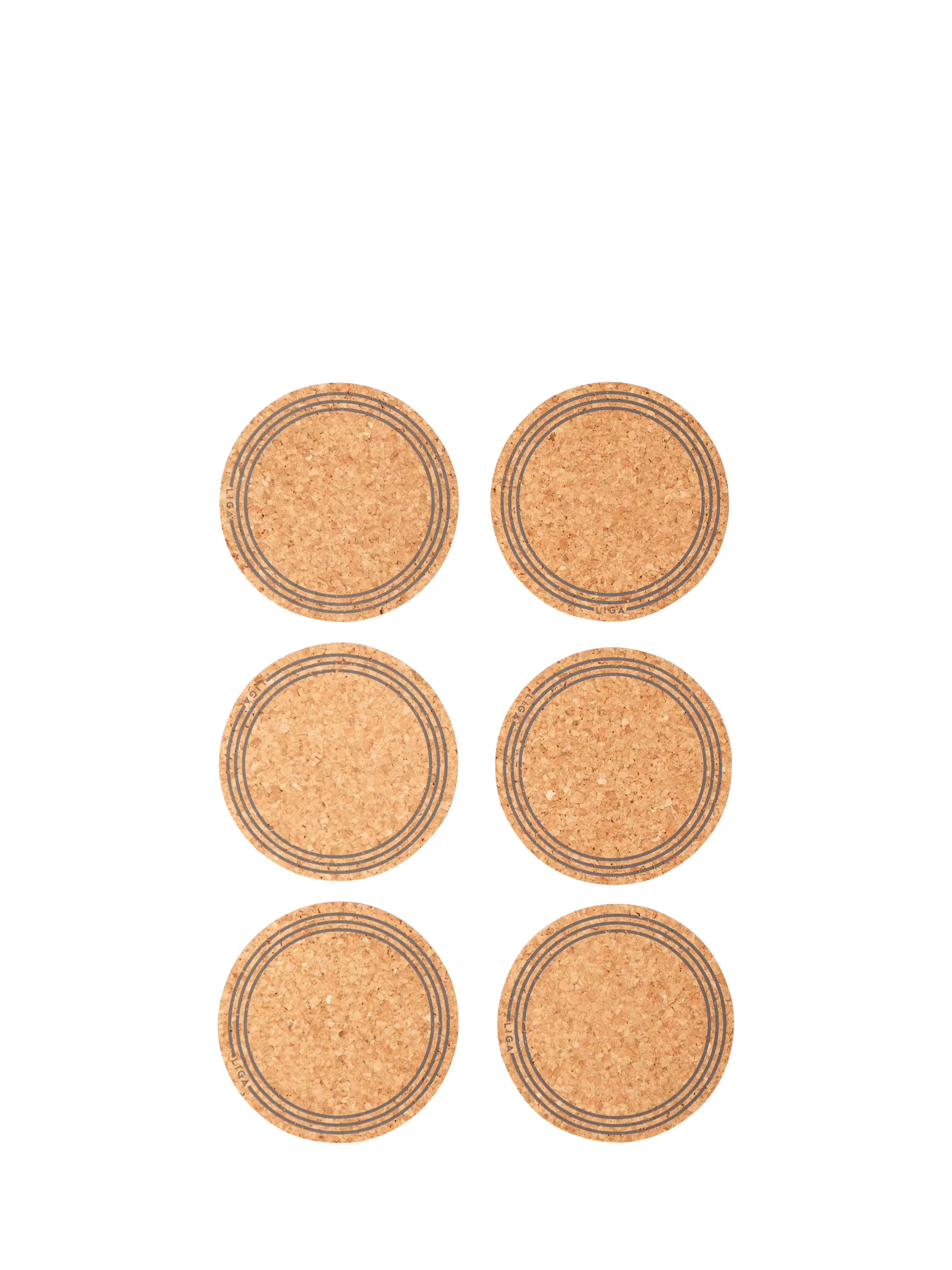LIGA cork coasters set of 6 natural - British product