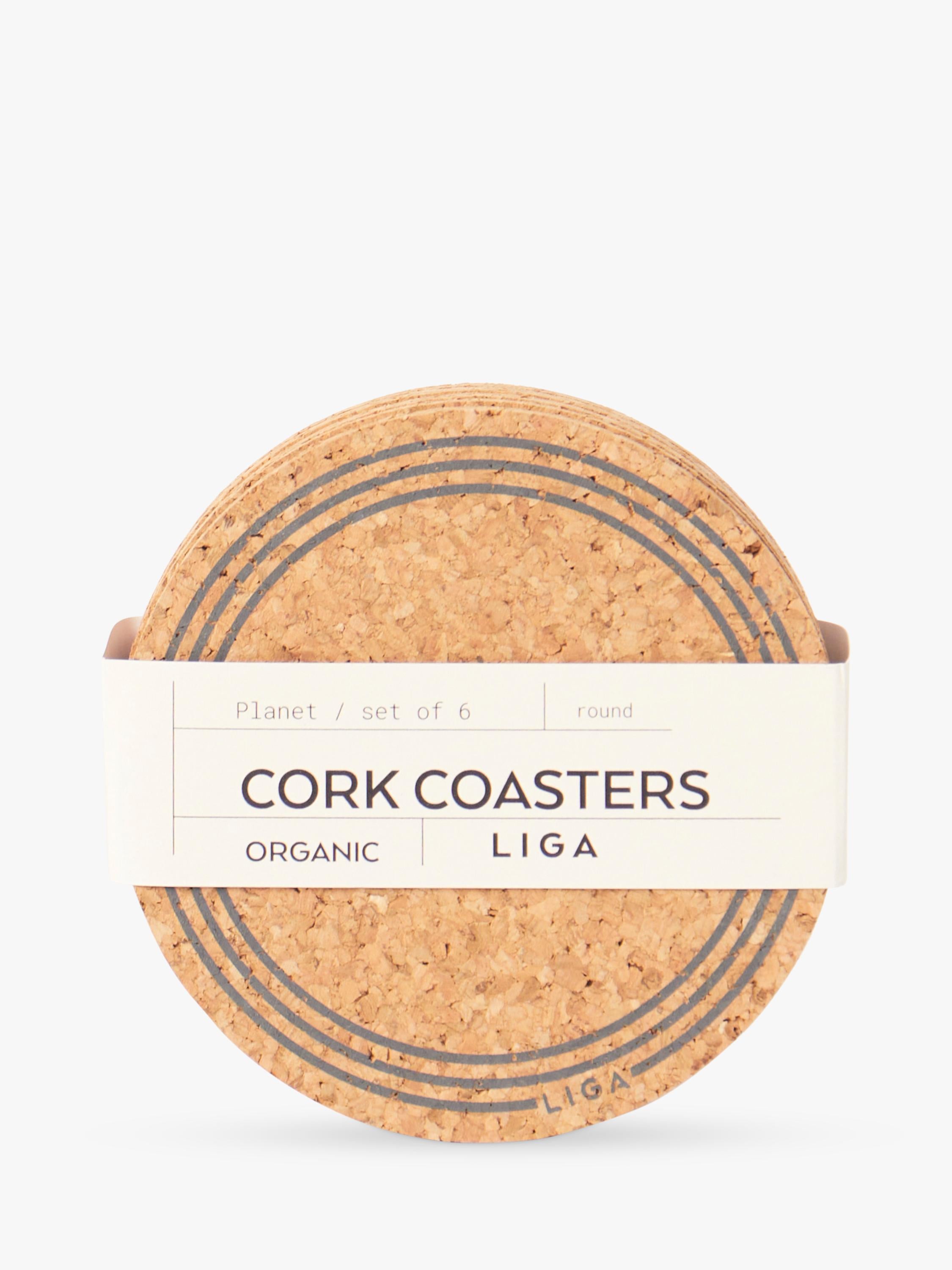 LIGA cork coasters set of 6 natural - British product