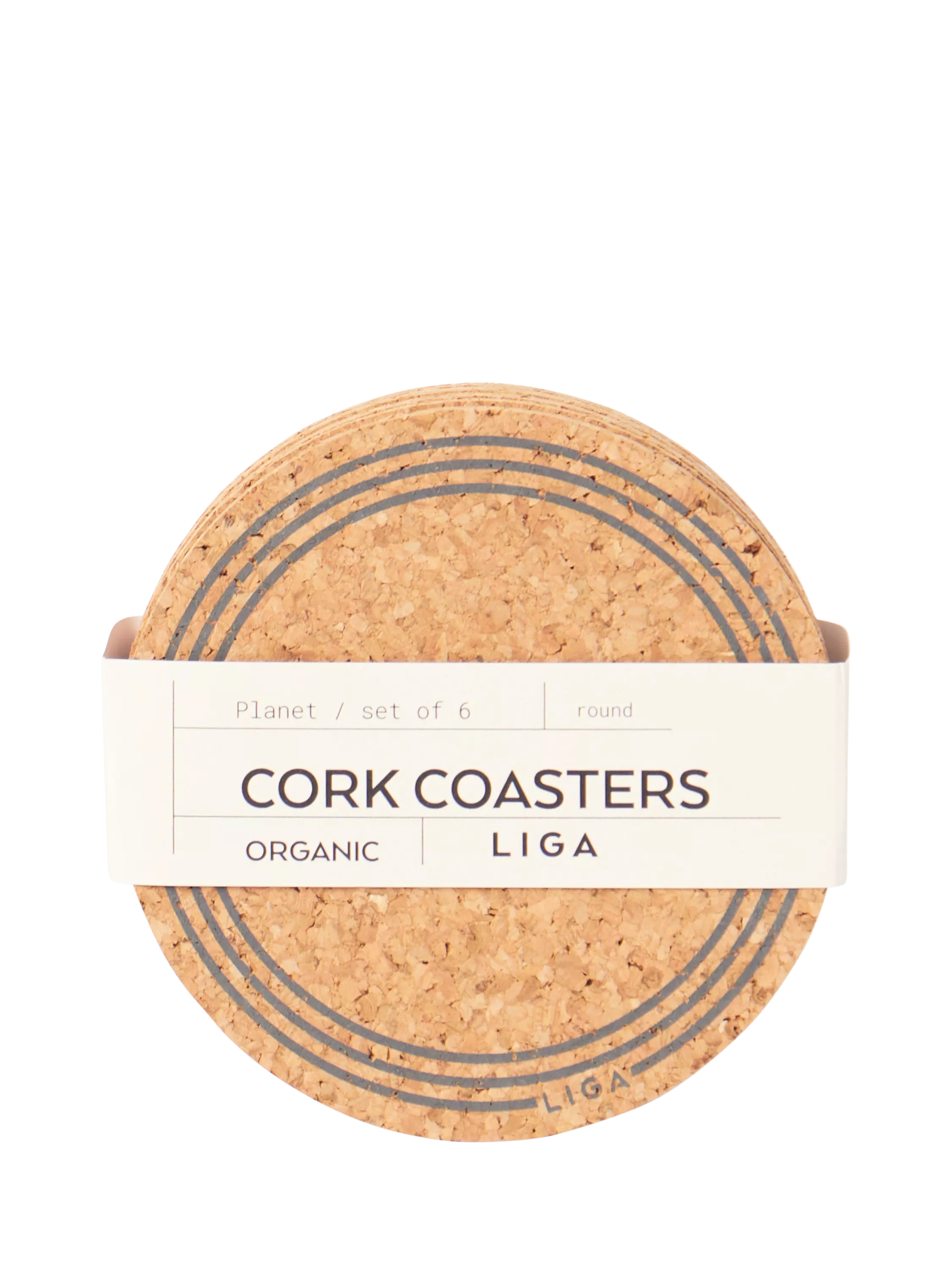 LIGA cork coasters set of 6 natural - British product