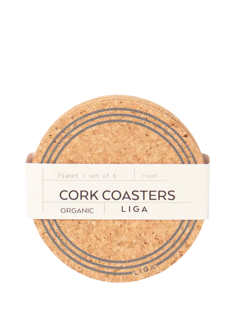 LIGA cork coasters set of 6 natural - British product