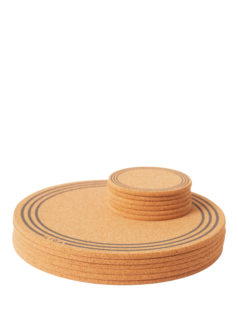 LIGA cork coasters set of 6 natural - British product