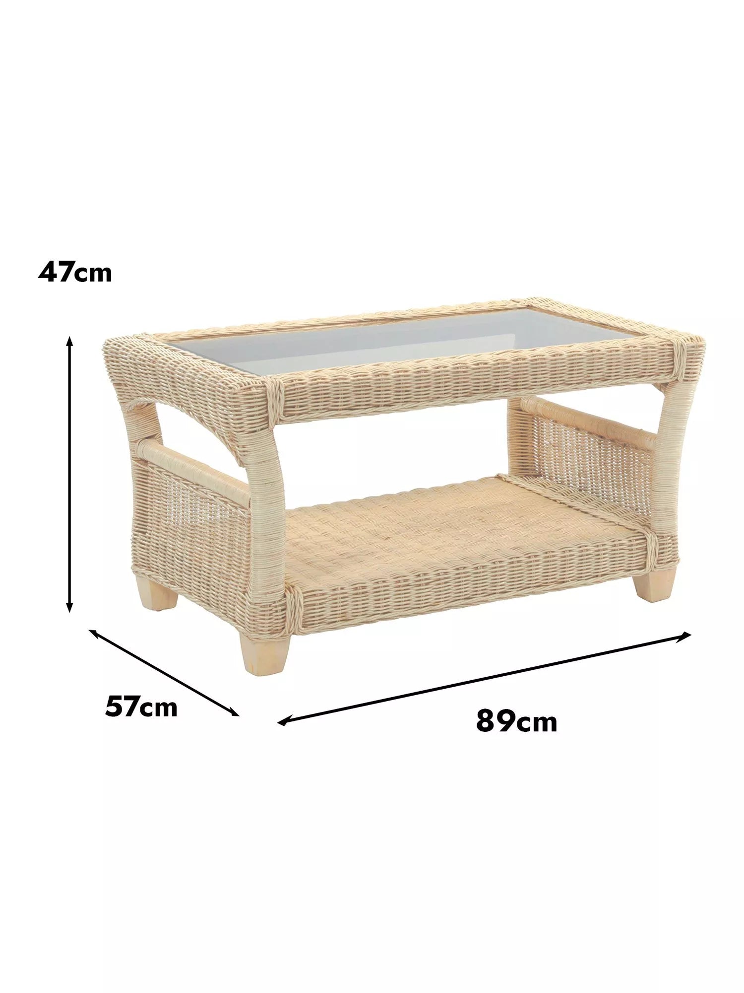 Desser Dijon rattan coffee table with glass top, British product