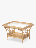 Desser Viola rattan coffee table with glass top and shelf, UK version