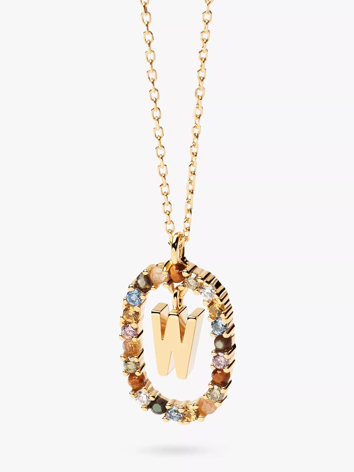 PDPAOLA Alphabet Initial Crystal Pendant Necklace Gold/Multi