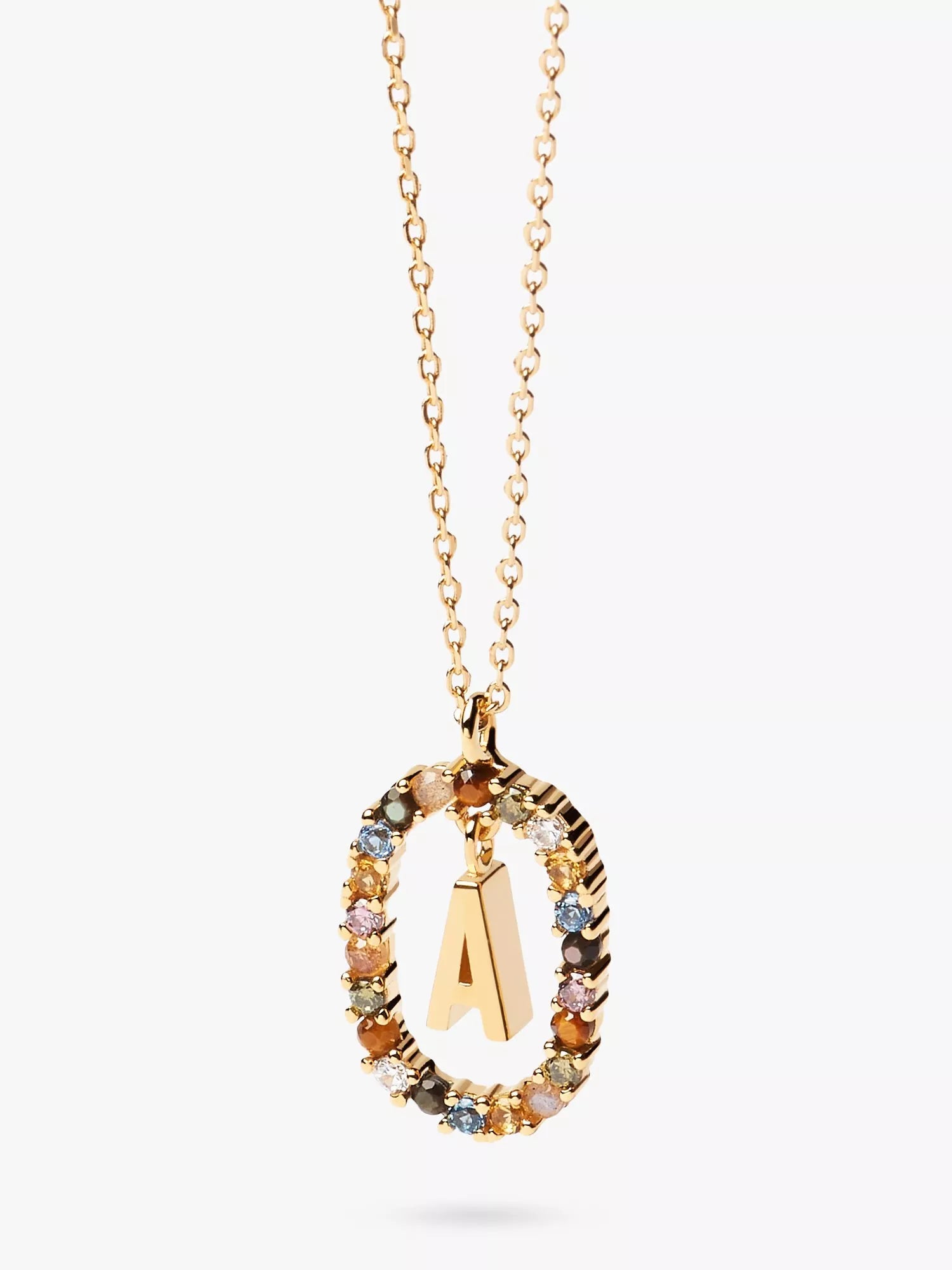 PDPAOLA initial crystal pendant necklace in gold - British product