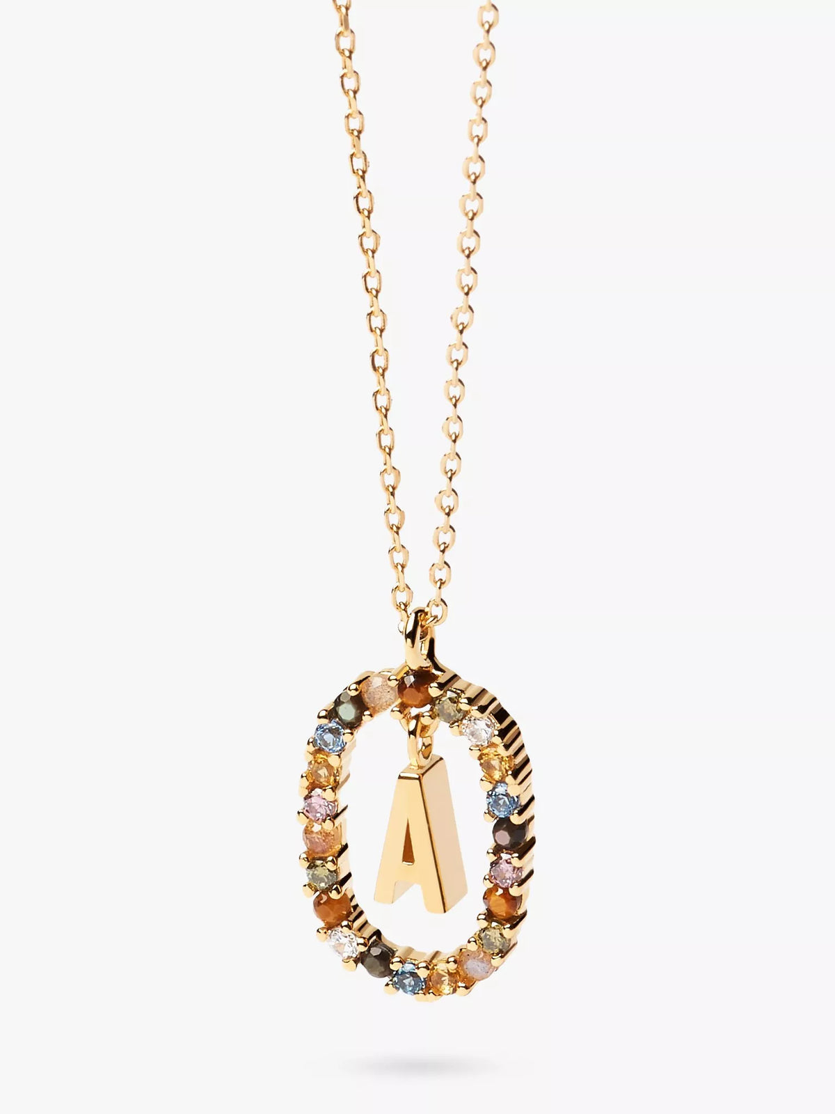PDPAOLA initial crystal pendant necklace in gold - British product