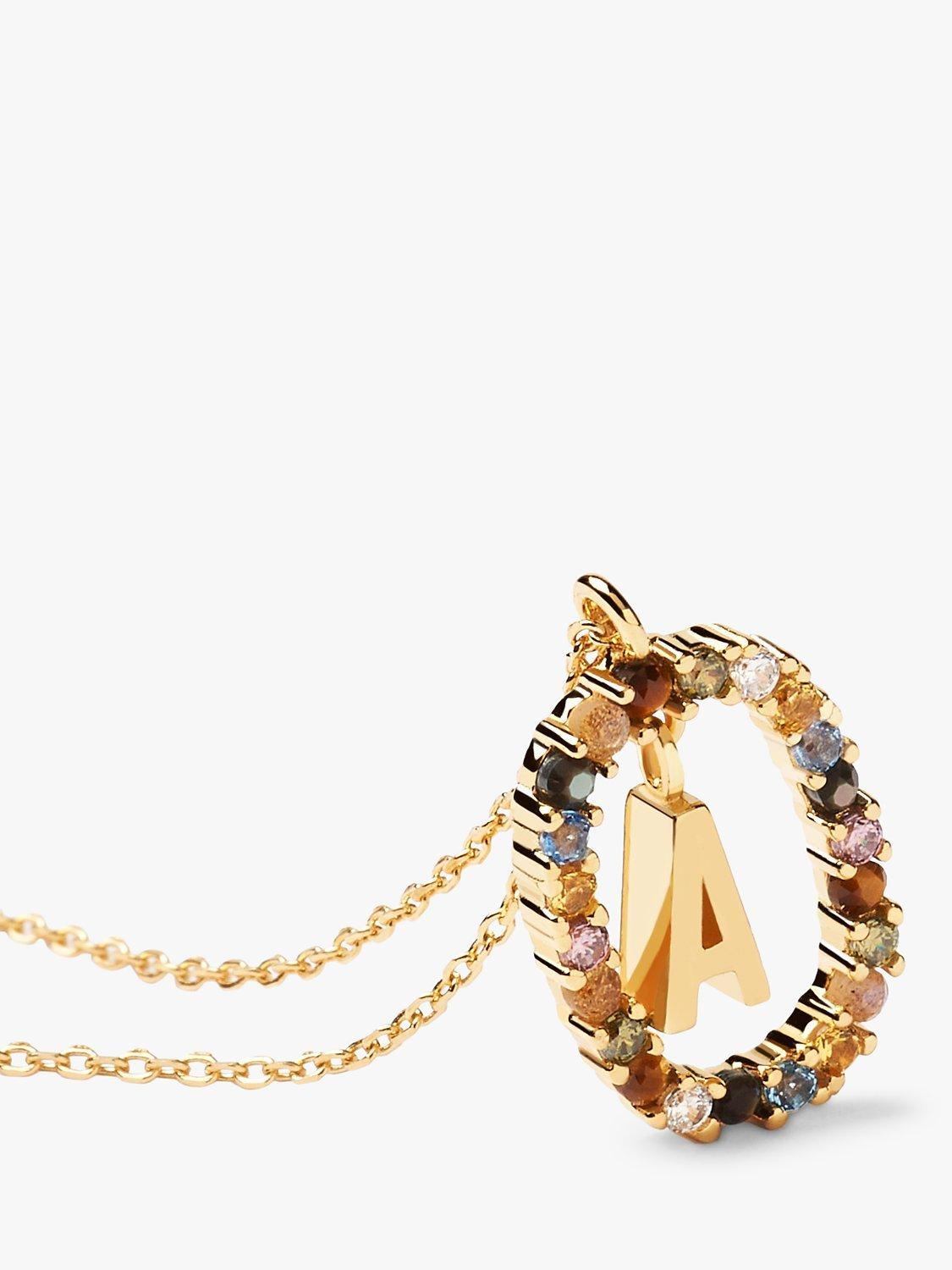 PDPAOLA initial crystal pendant necklace in gold - British product
