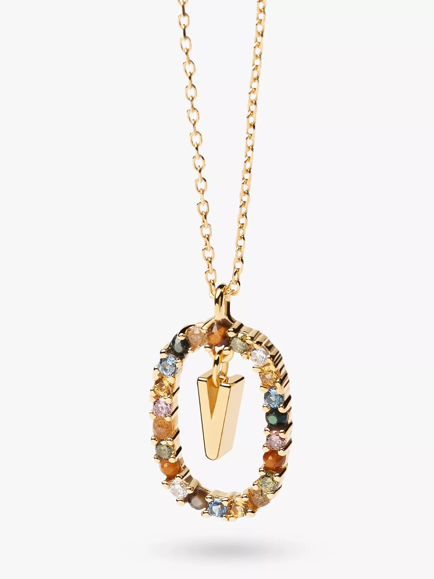 PDPAOLA Alphabet Initial Crystal Pendant Necklace Gold/Multi