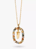 PDPAOLA Alphabet Initial Crystal Pendant Necklace Gold/Multi