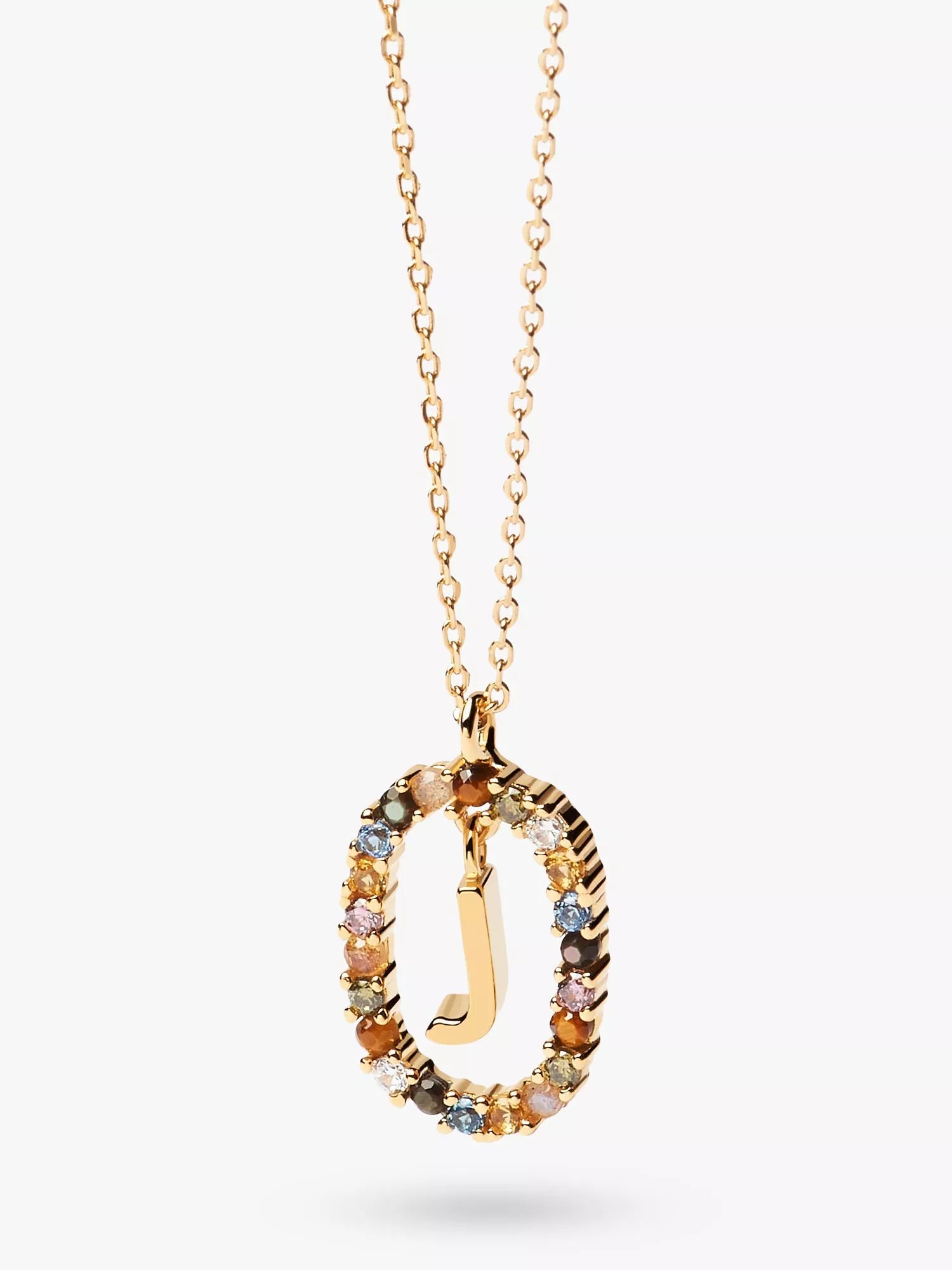 PDPAOLA Alphabet Initial Crystal Pendant Necklace Gold/Multi
