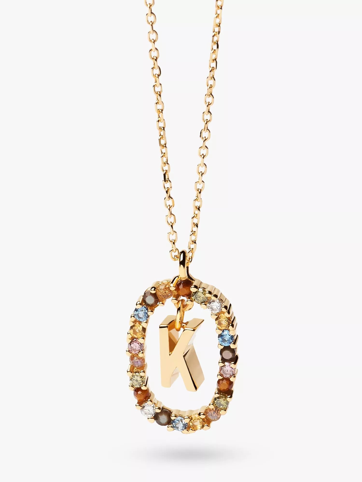 PDPAOLA Alphabet Initial Crystal Pendant Necklace Gold/Multi