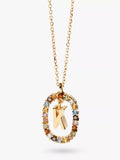 PDPAOLA Alphabet Initial Crystal Pendant Necklace Gold/Multi