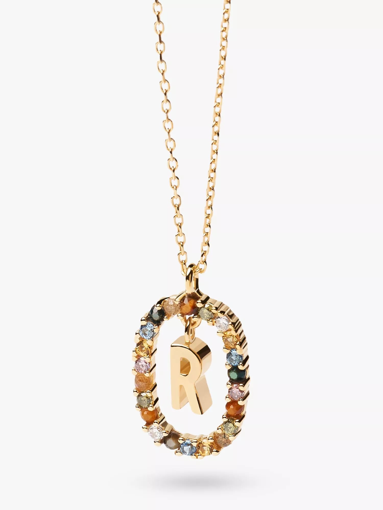PDPAOLA Alphabet Initial Crystal Pendant Necklace Gold/Multi