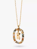 PDPAOLA Alphabet Initial Crystal Pendant Necklace Gold/Multi