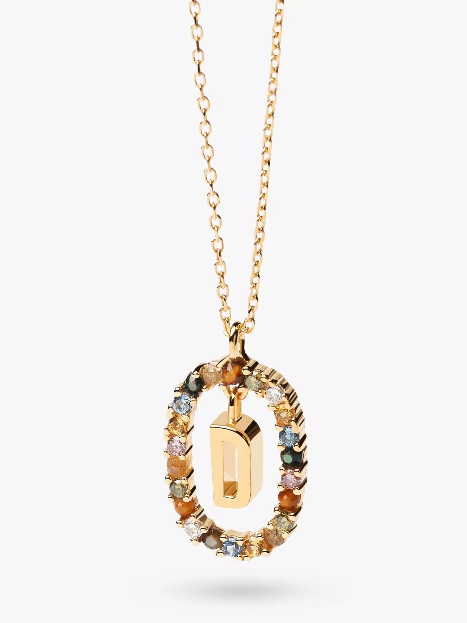 PDPAOLA Alphabet Initial Crystal Pendant Necklace Gold/Multi