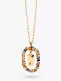 PDPAOLA Alphabet Initial Crystal Pendant Necklace Gold/Multi