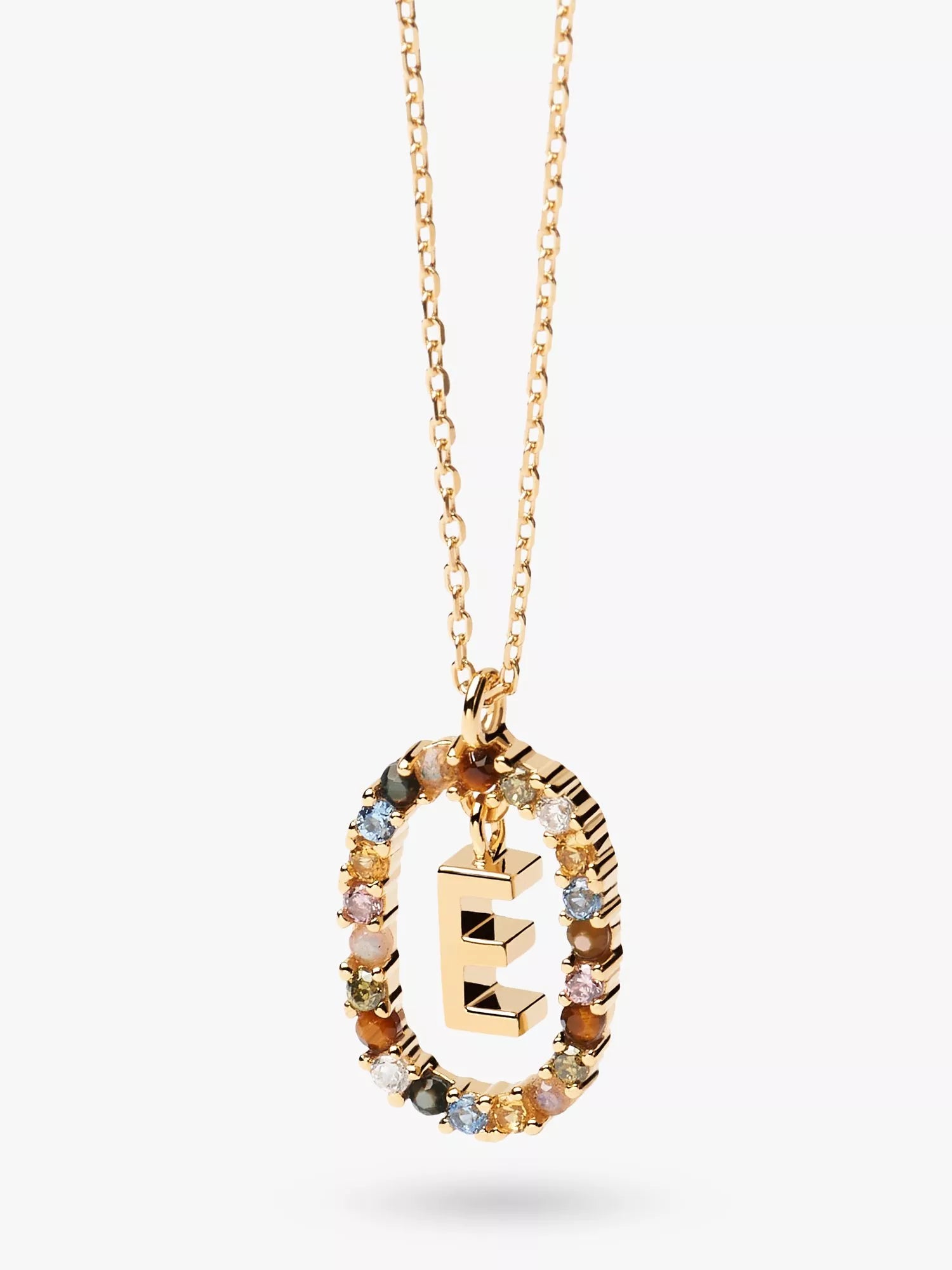 PDPAOLA Alphabet Initial Crystal Pendant Necklace Gold/Multi