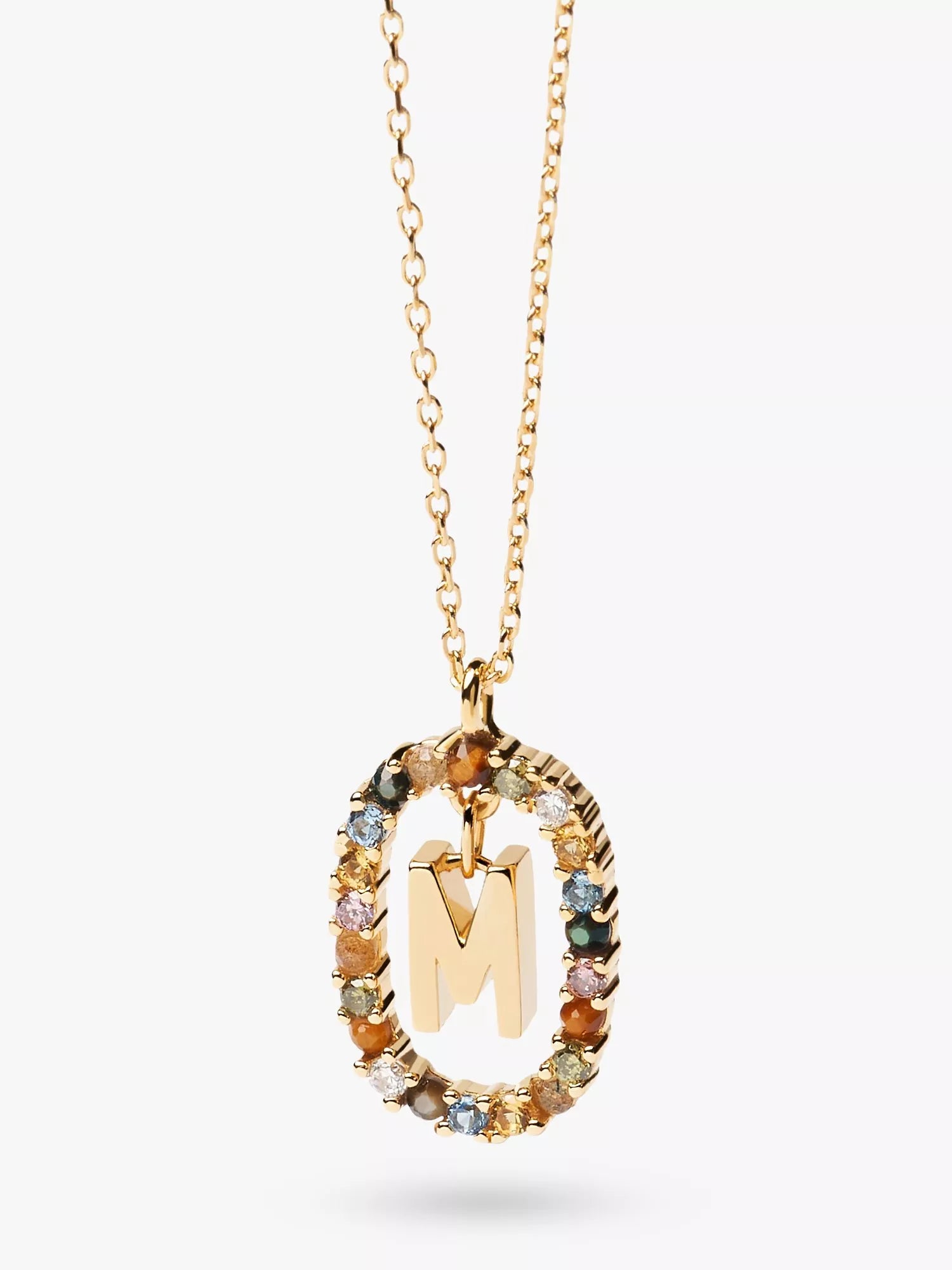 PDPAOLA Alphabet Initial Crystal Pendant Necklace Gold/Multi
