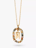 PDPAOLA Alphabet Initial Crystal Pendant Necklace Gold/Multi