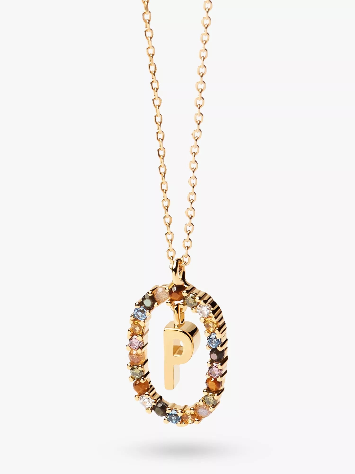 PDPAOLA Alphabet Initial Crystal Pendant Necklace Gold/Multi