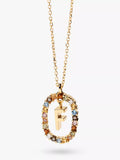 PDPAOLA Alphabet Initial Crystal Pendant Necklace Gold/Multi