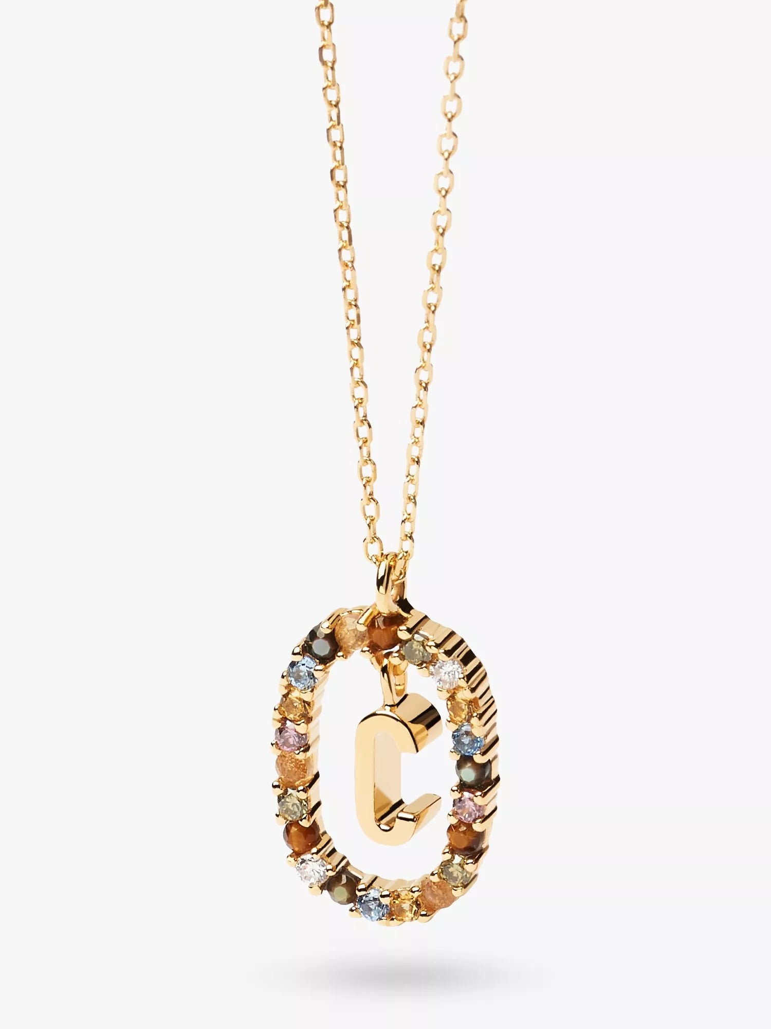 PDPAOLA Alphabet Initial Crystal Pendant Necklace Gold/Multi