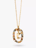 PDPAOLA Alphabet Initial Crystal Pendant Necklace Gold/Multi