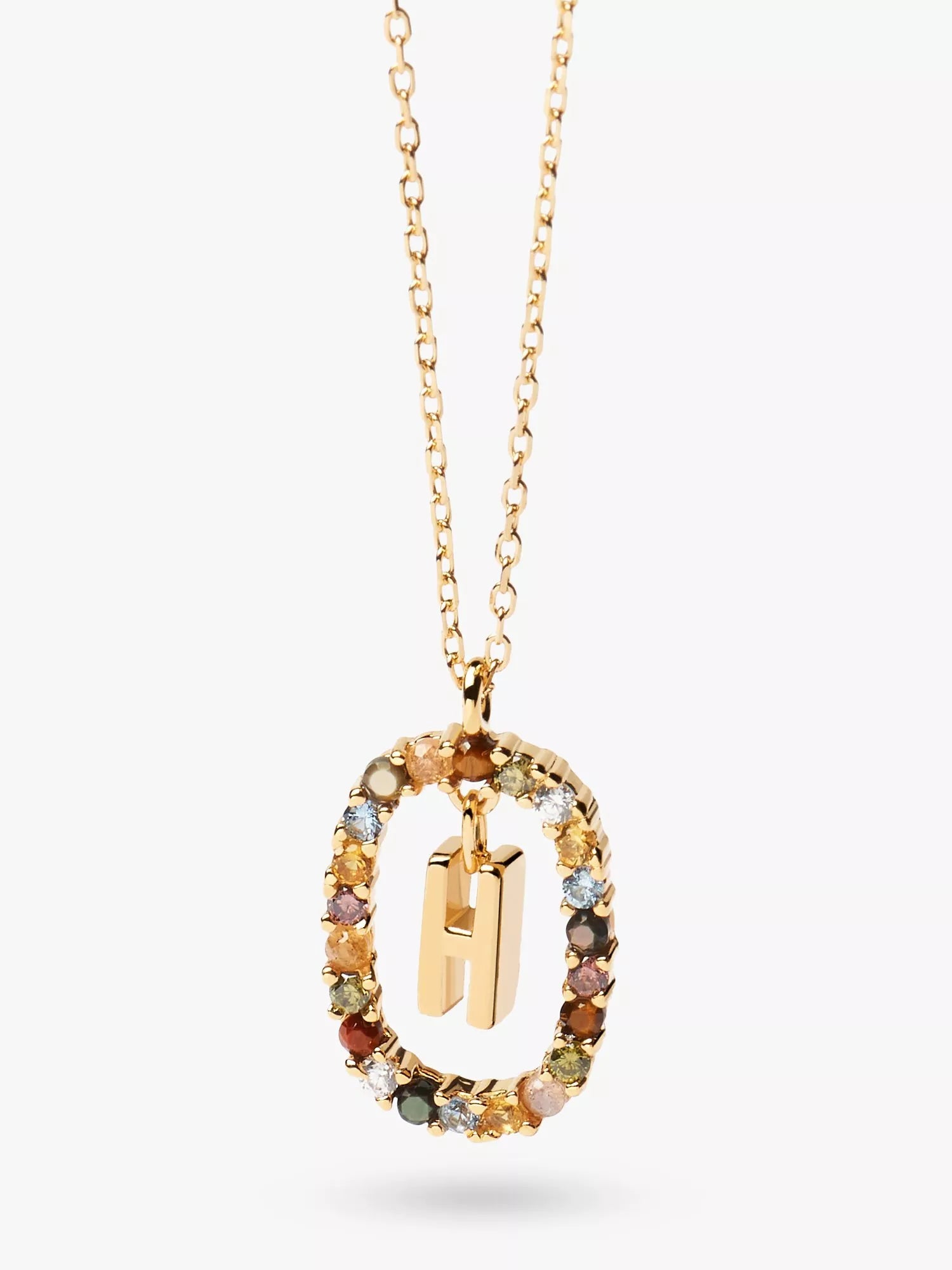 PDPAOLA Alphabet Initial Crystal Pendant Necklace Gold/Multi