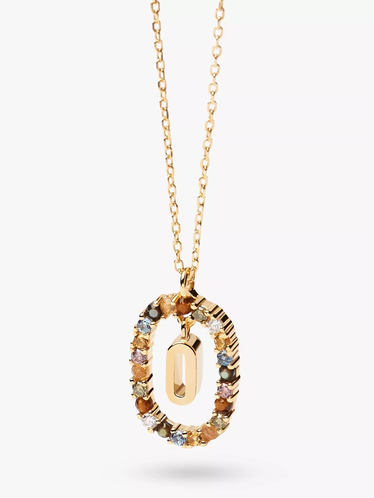 PDPAOLA Alphabet Initial Crystal Pendant Necklace Gold/Multi