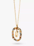 PDPAOLA Alphabet Initial Crystal Pendant Necklace Gold/Multi