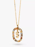PDPAOLA Alphabet Initial Crystal Pendant Necklace Gold/Multi