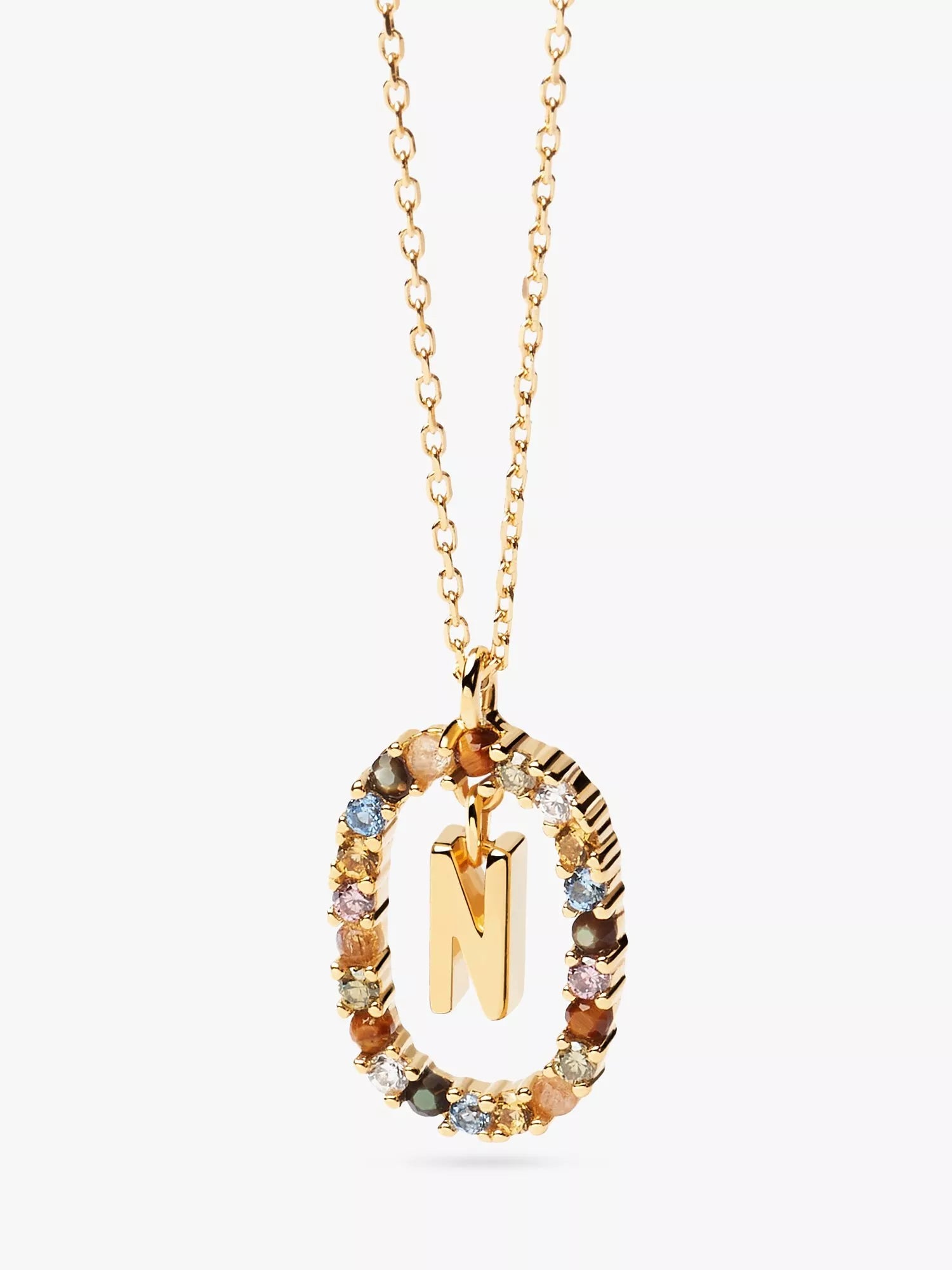 PDPAOLA Alphabet Initial Crystal Pendant Necklace Gold/Multi