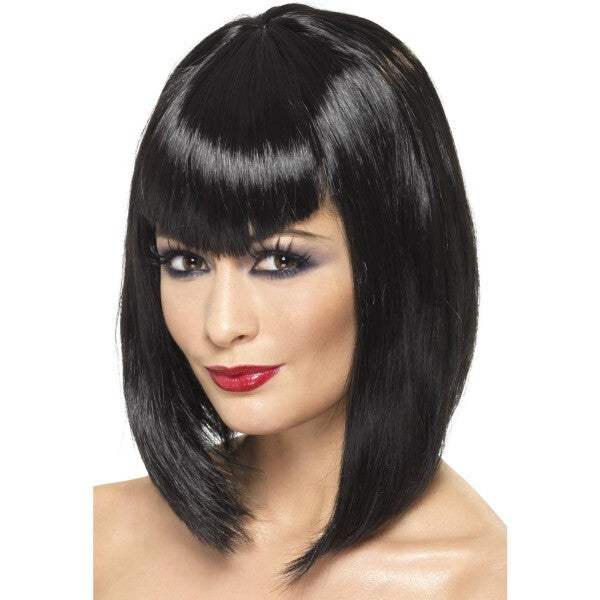 Smiffys Vamp Wig black short fringe - British product